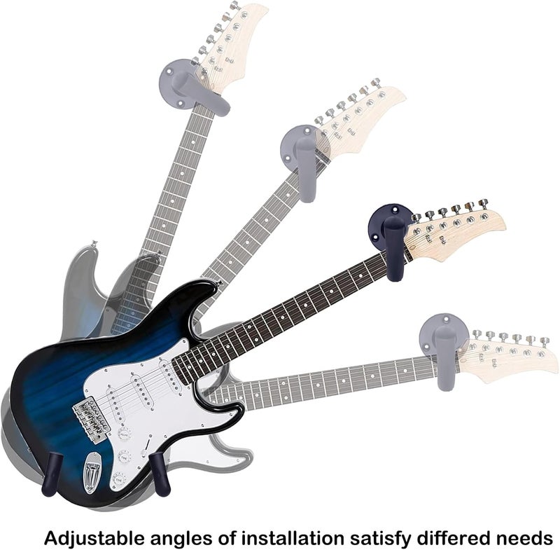 DSHE Guitar Wall Mount for Acoustic, Electric, Classical Guitar and Ukulele, Banjo, Mandolin Wall Hanger, Horizontal Guitar Holder Bass Stand Rack Hook Guitar Display Wall (2 Sets) - Image 2